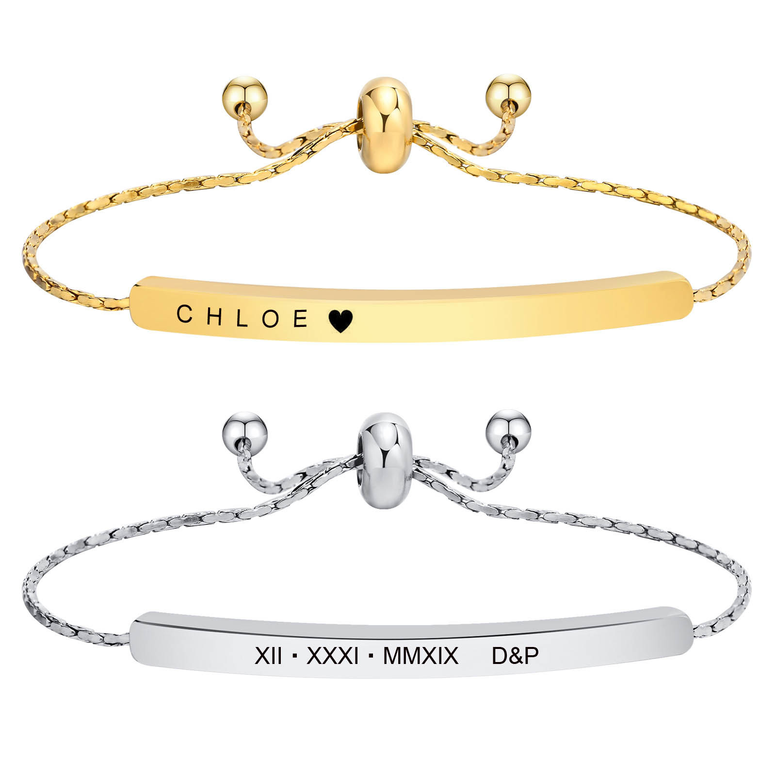 Coordinates Bracelet - Bracciale con barra incisa personalizzata, coordinate