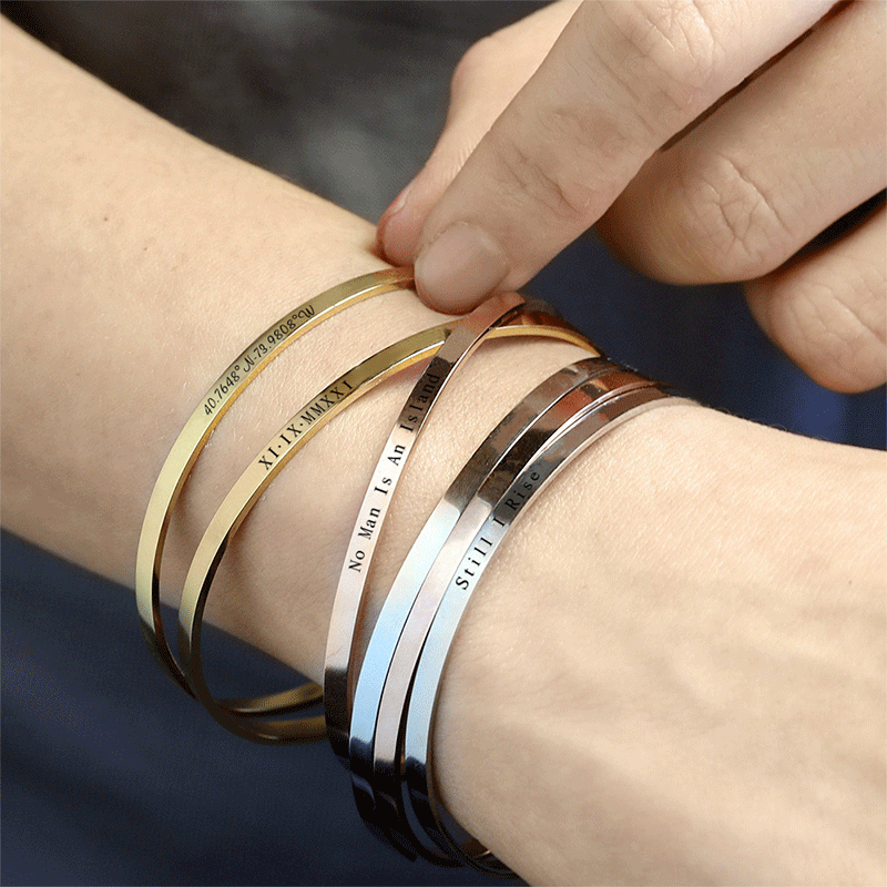 Coordinates Bracelet - Braccialetti con frase personalizzata per donna