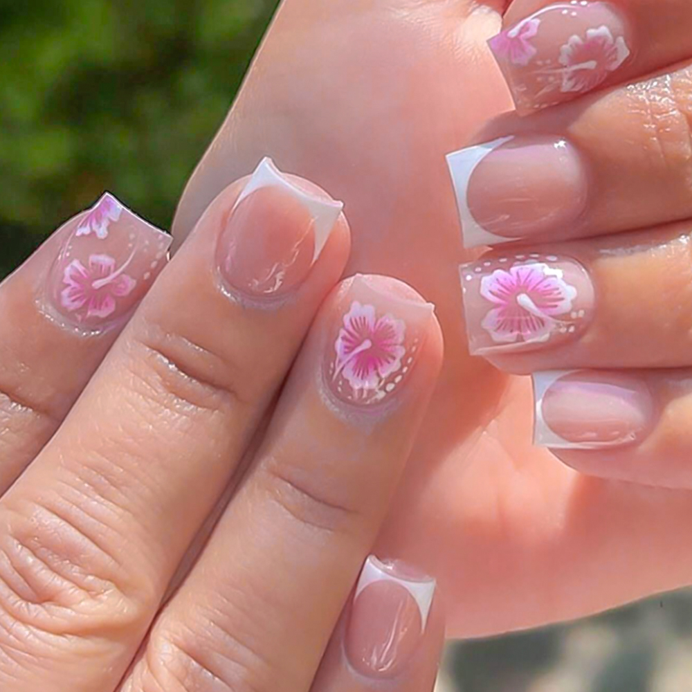 Pressed Flower Art - 24 pezzi di unghie finte con